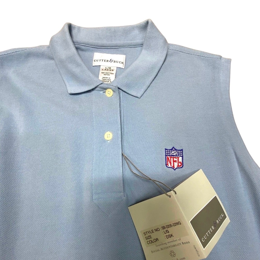 Cutter and Buck NFL Logo Pale Blue Women's Sleeveless Shirt Large NWT Football